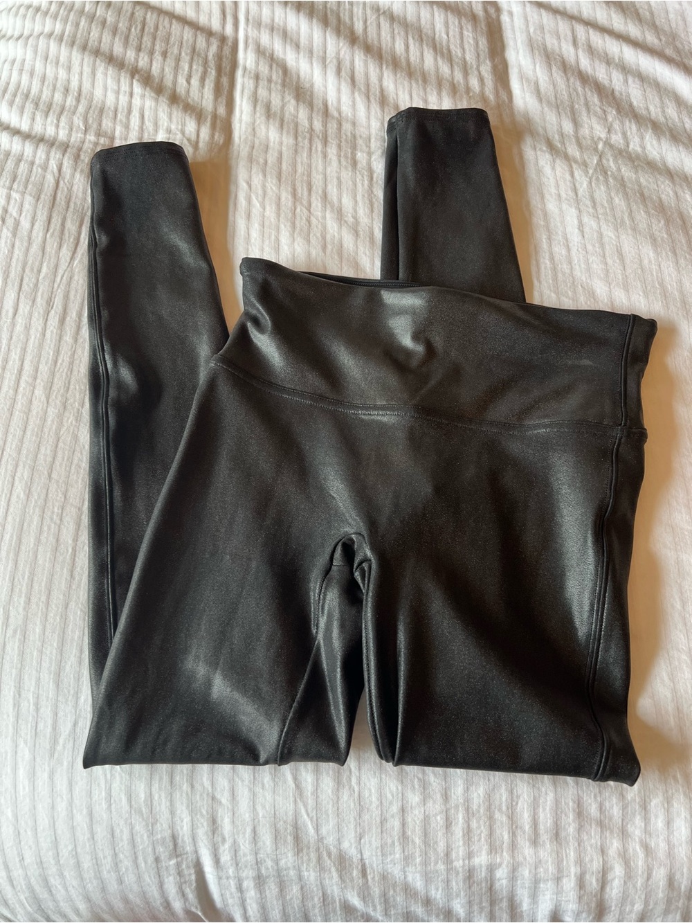 SPANX Faux Leather-Look High-Rise Leggings in Black